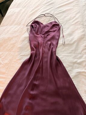 Zara Strapless Satin Dress in Plum